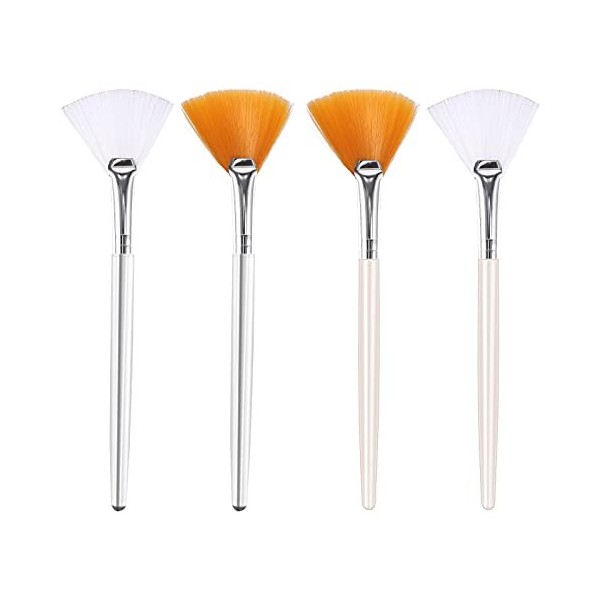 SAVITA 4Pcs Pinceau Éventail Maquillae, Fan Brush Fan Brush Maquillage Facial Brush Pinceaux de Maquillage pour Peeling Masqu