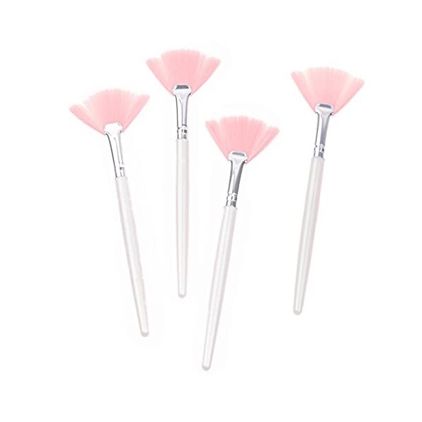 Brosse de masque 4pcs, brosse de ventilateur, brosse faciale rose douce, applicateur facial, pour appliquer le masque, maquil