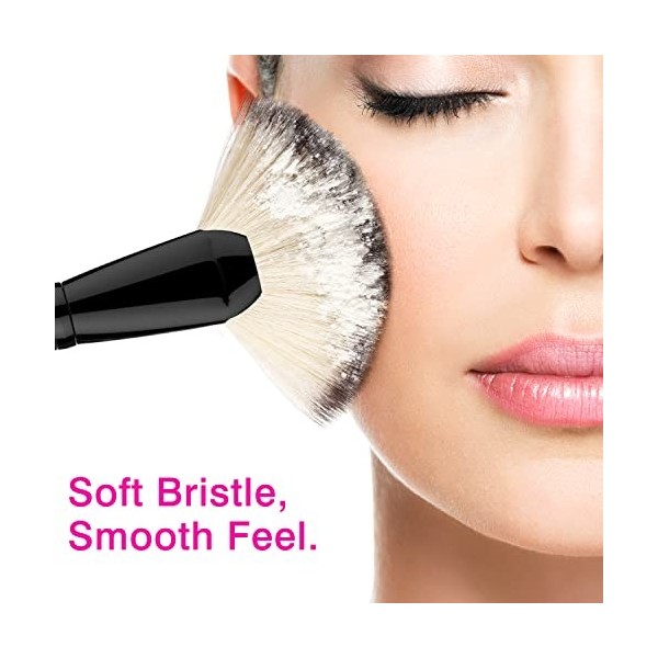 Luxspire Brosse Professionnelle Pinceau éventail, Pinceau Visage Enlumineur pour Fond de Teint Poudre Mou Brosse de Maquillag