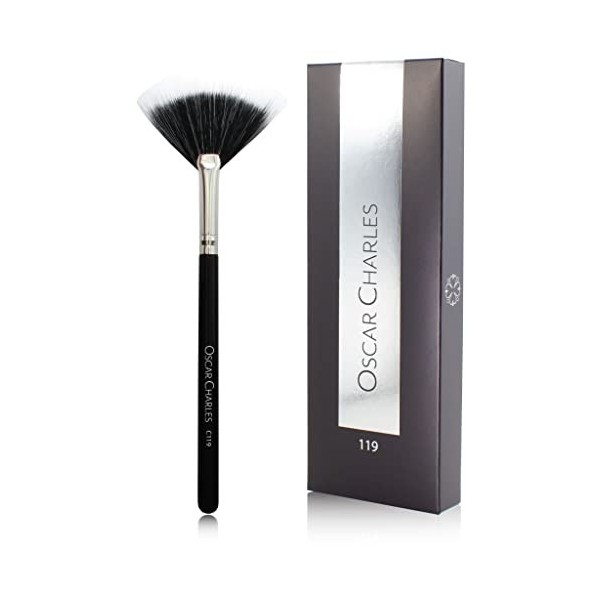 Oscar Charles 119 Luxe Professional Pinceau de maquillage Duo Fan Argenté