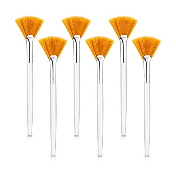 6 Pièces Pinceaux de Masque en Éventail Brosse à Outils Applicateur de Masque Facial à Ventilateur Souple Pinceaux à Maquilla