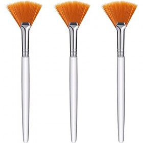 3 Pièces Outils de Brosses en Éventail pour Visage Outils de Maquillage Brosse de Masque de Ventilateur Pinceaux Applicateurs