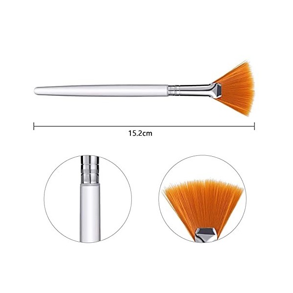 3 Pièces Outils de Brosses en Éventail pour Visage Outils de Maquillage Brosse de Masque de Ventilateur Pinceaux Applicateurs