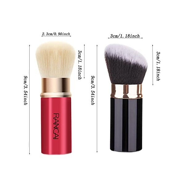 Canzoon Pinceau Maquillage Visage 2Pcs Pinceau Poudre Libre Pinceau Fard A Joue Rétractable,Pour Fond De Teint Blush Lanti-C