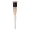 DESSINES Pinceau de maquillage professionnel Vegan avec manche en bois naturel blanc/or duo fibre TU788 