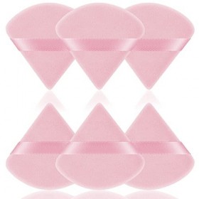 AUAUY 6 Pièces Houpette Maquillage, Bouffées de Maquillage Triangle, Houpette en Coton Réutilisable pour Femme Filles Visage 