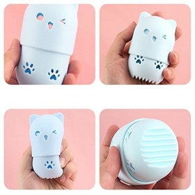 2 Pièces Eponge de Maquillage de Silicone de Chat, Porte-Éponge en Forme de Chat, Lavable Et Réutilisable, Convient à La Mais