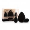 Luvia Beauty Blender Lot de 3 éponges à œufs de maquillage en noir – Éponge à mélange super douce en 2 tailles pour un mélang
