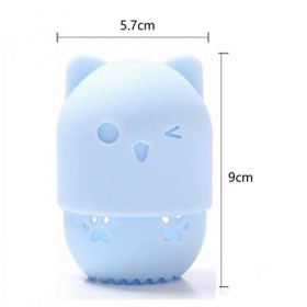 Éponge de maquillage guimauve pour fond de teint en silicone - Trousse de voyage lavable et réutilisable en forme de chat bl
