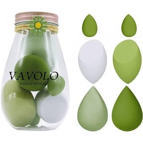 Daiso Pink Series Lot de 6 éponges de maquillage multicolores pour fond de teint, mélange de beauté, parfait pour crèmes liqu