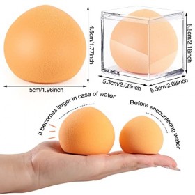 Lot de 2 éponges de maquillage, éponges de maquillage avec boîte emballée individuellement pour fond de teint liquide, crème,
