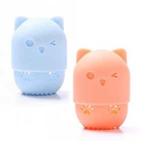 Maquillage éponge titulaire forme de chat Porte-éponge de Blender Holder en Silicone Support Eponge Maquillage Voyage Lavable