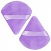 Lot de 2 houppettes triangulaires violet clair en velours doux pour poudre pressée en vrac, mini houppette en coton pour maqu
