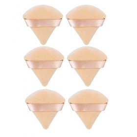 Lot de 6 houppettes à poudre triangulaires, réutilisables et souples avec sangle pour poudre libre, fond de teint, maquillage