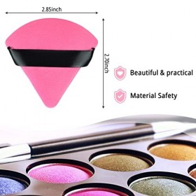 Lot de 6 houppettes à poudre triangulaires, réutilisables et souples avec sangle pour poudre libre, fond de teint, maquillage