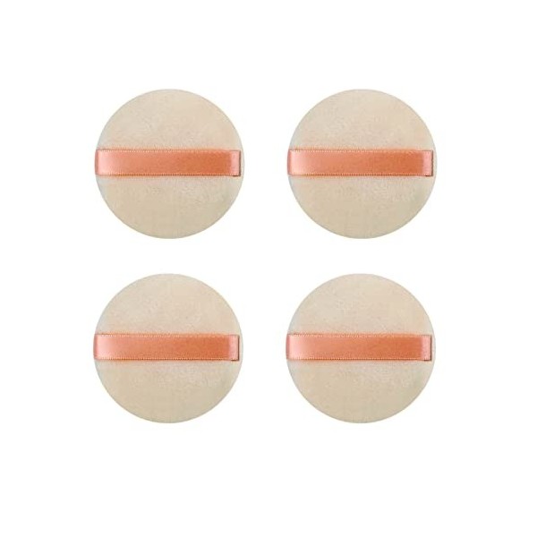 Lot de 4 houppettes rondes ultra douces en velours lisse, éponge de beauté ronde pour poudre libre, fond de teint liquide, ma