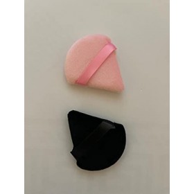 Lot de 2 houppettes triangulaires de maquillage souples réutilisables avec sangle pour poudre libre, corps, yeux, fond de tei