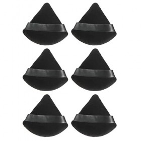 VOCOSTE 6pcs Lâche Poudre Bouffée Visage Doux Triangle Bouffée Blender Maquillage Outil Noir