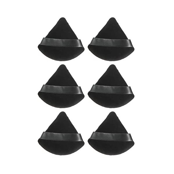 VOCOSTE 6pcs Lâche Poudre Bouffée Visage Doux Triangle Bouffée Blender Maquillage Outil Noir