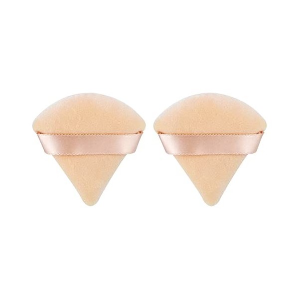 Lot de 2 houppettes à poudre triangulaire, réutilisables et douces avec sangle pour poudre libre, fond de teint, maquillage h