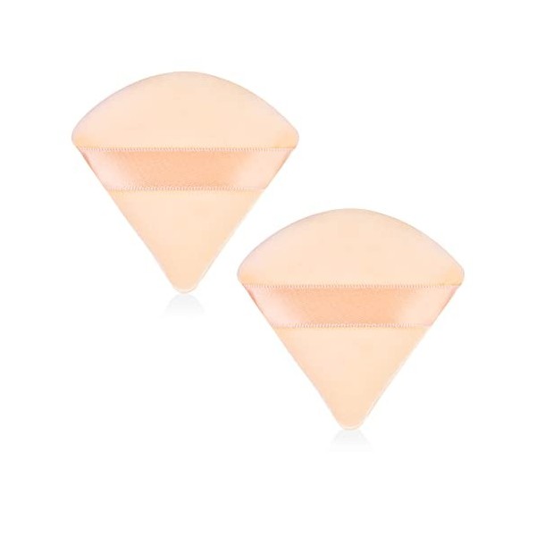 WLLHYF Lot de 2 éponges de maquillage triangulaires en velours doux avec sangle pour poudre minérale cosmétique poudre libre 