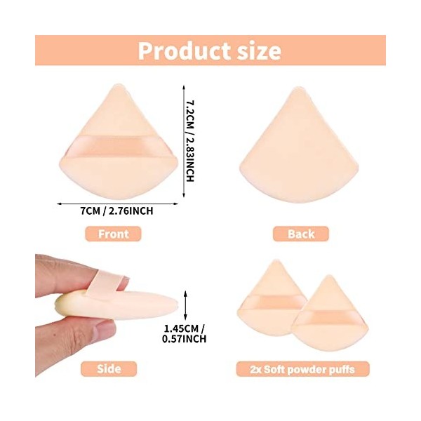 WLLHYF Lot de 2 éponges de maquillage triangulaires en velours doux avec sangle pour poudre minérale cosmétique poudre libre 