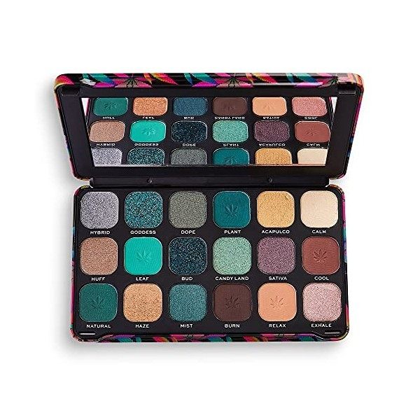 Makeup Revolution, Palette dombres à paupières Forever Flawless, Chilled with cannabis sativa, 18 nuances, 19,8 g