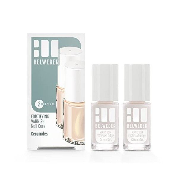 BELWEDER - Vernis Soin Fortifiant & Durcisseur aux Céramides 2 x 7,5 ml – Pour Ongles Fragilisés, Dédoublés et Cassants – Sem