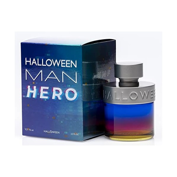 Halloween Man Hero, Eau de Toilette pour Homme, Senteur Aquatique Boisée, 75 ml avec Vaporisateur