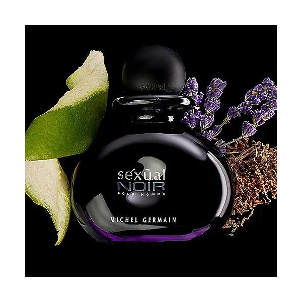 Michel Germain Sexual Noir Pour Homme - Woody Cologne for Men - Notes of Bergamot, Lavender and Moss - Infused with Natural O