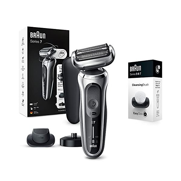 Braun Series 7 70-S4200cs Rasoir Électrique - Base De Recharge, Tondeuse De Précision Avec Braun EasyClick Accessoire Brosse 