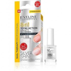 Eveline 8 in 1 Total Action Nail Conditioner with silver flecks, 12 ml