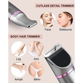 2 en 1 Tondeuse Femme Intime & Tondeuse Bikini,Sans douleur Rasoir Femme Electrique,Rechargeable Rasoir Electrique Femme,Lame