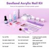 Saviland Kit Poudre Acrylique Ongle + Ponceuse Portable, Clair/Blanc/Rose Poudre Acrylique Super Fine, Liquide et Pinceaux Ac