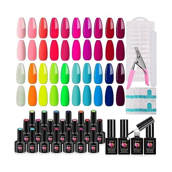 TopDirect Kit Vernis Semi Permanent 20 Couleurs 8 ml Gel Polish Soak Off Vernis à Ongles pour Salon de Manucure, 480 Pièces F