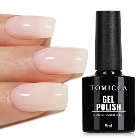 TOMICCA Vernis Semi Permanent Blanc Laiteux, 8ml Vernis Semi-Permanent Naturel French Gel Milky White Nail Art Gel Blanc UV L