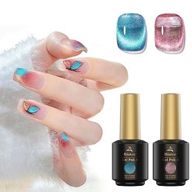 Biutee Vernis Semi Permanent Magnétique 9D Cat Eye Vernis à Ongles Gel Lot Color Couleurs 2 X 8ml