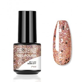Vernis à ongles gel à paillettes 7 ml UV/LED Soak-Off Nail Art Manucure Pédicure Vernis à ongles longue durée amovible Idéal 