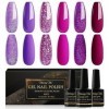 Shining She Vernis Semi Permanent Violet, 6 Couleurs Violet Rose-Mauve Foncé Paillettes Gel UV Semi Permanent Soak Off UV/LED