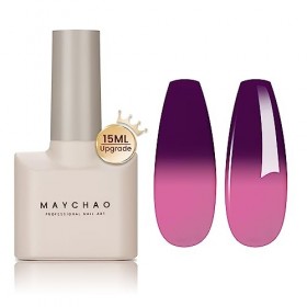 MAYCHAO Vernis à ongles gel à changement de couleur violet à rose Barbie - Changement de température - Lampe à ongles - Nail 