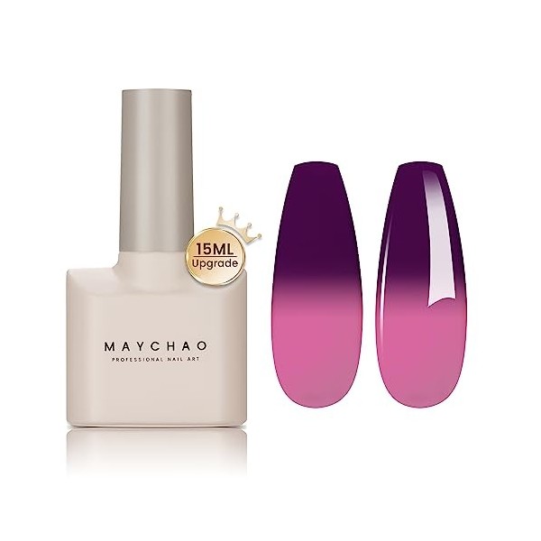 MAYCHAO Vernis à ongles gel à changement de couleur violet à rose Barbie - Changement de température - Lampe à ongles - Nail 