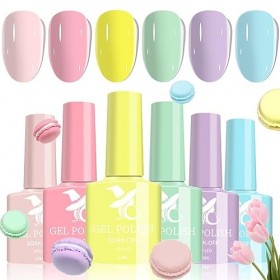 Lot de 6 vernis à ongles en gel à paillettes - Vernis à ongles LED Soak Off - Kit de manucure pour nail art ensemble A 