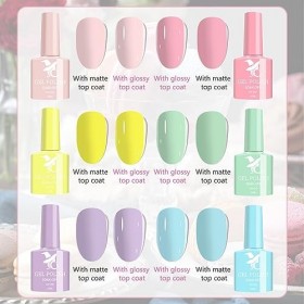 Lot de 6 vernis à ongles en gel à paillettes - Vernis à ongles LED Soak Off - Kit de manucure pour nail art ensemble A 