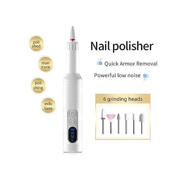 Ponceuse à ongles professionnelle - Kit de manucure électrique pour ongles en acrylique, gel et ongles naturels - 18 000 tr/m