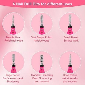 JOPHEK Ponceuse Pour Ongles, Lime a Ongle Electrique Professionnel Ongles Manucure Machine avec 6 Forets à Tige, Ponceuse pou