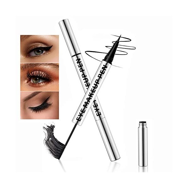 HOUSN 2 en 1 mascara eye-liner liquide, Combinaison eyeliner et mascara, Crayon Eye liner noir à séchage rapide Créer un rega