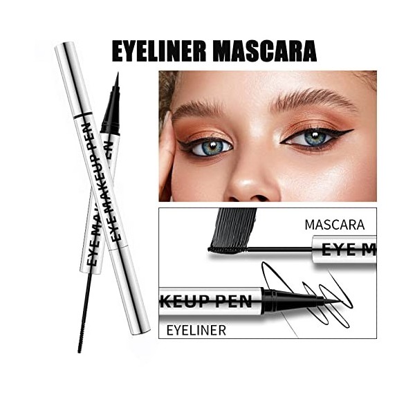 HOUSN 2 en 1 mascara eye-liner liquide, Combinaison eyeliner et mascara, Crayon Eye liner noir à séchage rapide Créer un rega