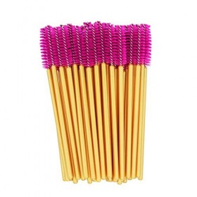 PROFICO Lot de 50 brosses à cils jetables pour mascara doré - rose 