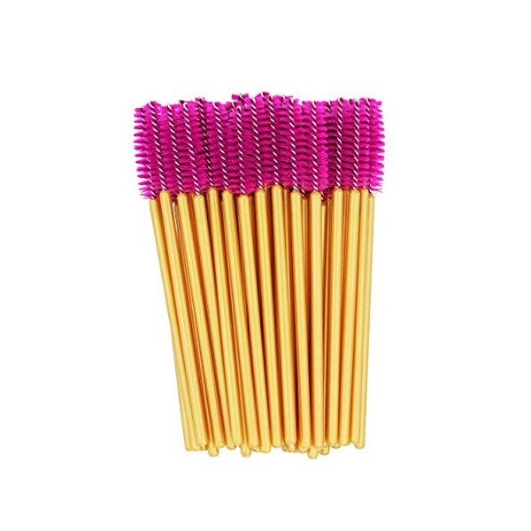 PROFICO Lot de 50 brosses à cils jetables pour mascara doré - rose 