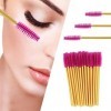 PROFICO Lot de 50 brosses à cils jetables pour mascara doré - rose 